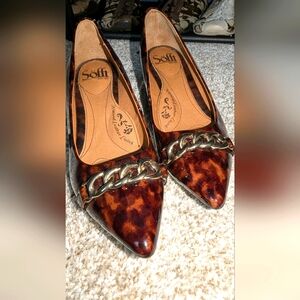 Sofft Brown and Gold Flats with Tortoiseshell Detail